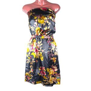 Anthropologie POSTELLA Silk Dress Gray Floral Sleeveless S